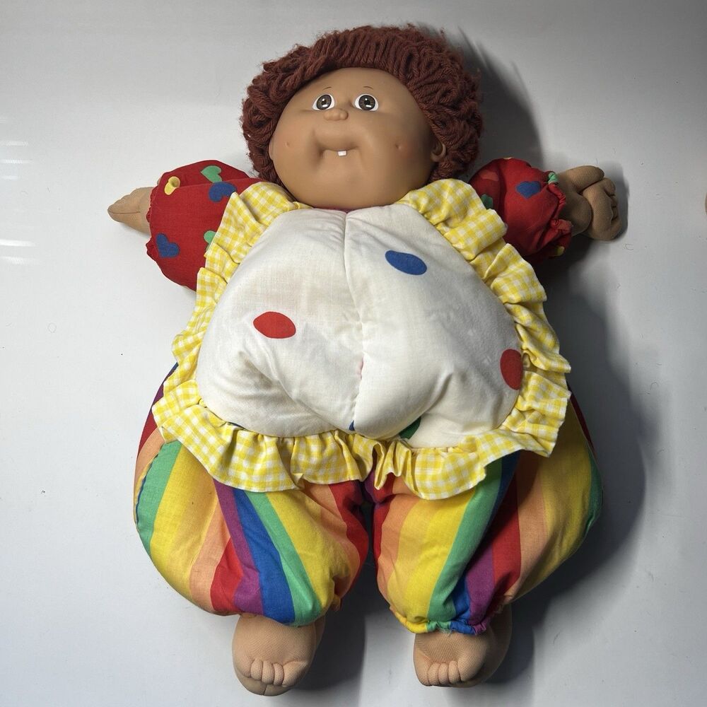 Vintage Coleco Cabbage Patch Kids Clown Doll Rainbow Circus One Tooth Brown Eyes